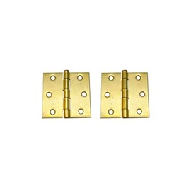 QCAA Square Door Butt Hinge, Heavy Gauge, Swaged, Loose Pin, 2-1/2"x2-1/2"x2.0mm, Brass Plated, Made in Taiwan, 2 Pack