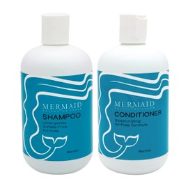 Mermaid Extension Hair Care Shampoo & Conditioner Combo | Oil-Free Gentle Moisturizing Salon Grade Hydrating | Plant-Based Sulfate & Paraben-Free Color-Safe Vegan Formula | (16 oz)
