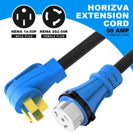 50 Amp Generator Cord, 25FT RV Extension Cord with Twist Lock, 4 Prong NEMA 14-50P to SS2-50R, Heavy Duty 6/3+8/1 Gauge STW Wire Cable for Camper & House, ETL Listed (25FT)