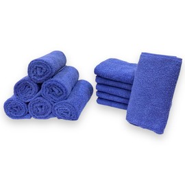Premium Blue Hand Towels 100% Cotton - Pack of 12 - Bathroom Hand Towels, Washcloths Bath Towels, Soft and Highly Absorbent - Perfect for Hotel, Kitchen, Gym, Salon Nail Salon (Size: 13''x13'')
