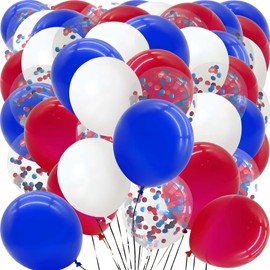 KUNYYI Red White and Blue Balloons with Confetti Balloons 12 inch Latex Balloons 80 Pcs for Wedding Birthday Baby Shower Patriotic Themed Party Decorations