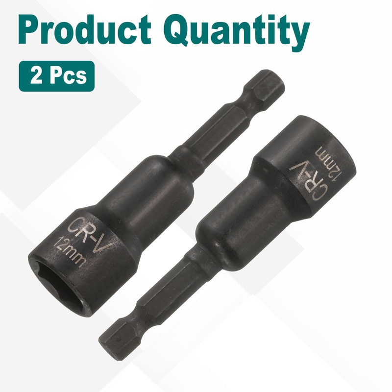 sourcing map 2Pcs 1/4" Hex Shank 12mm Magnetic Hex Socket
