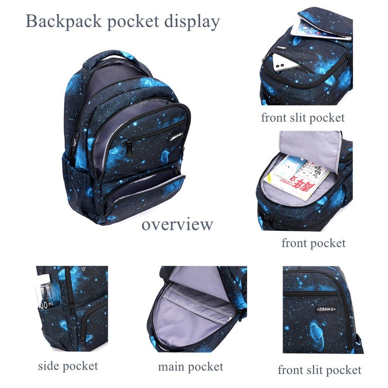 EKUIZAI Lattice Starry Geometric Print Backpack Elementary School Daypack Middle