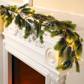 Glitinsel 6 ft Garland Cedar with Lights Artificial Pine Garland Holiday Winter Table Runner for Stair Decoration Fireplace Centerpiece Background Decoration