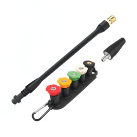 Pressure Washer Replacement Spray Wand with Turbo Nozzle and 5 Spray Tips and Belt Clip Nozzle Holder, Compatible with Kar-cher K1, K2, K3, K4, K5, K6, K7 Power Washers
