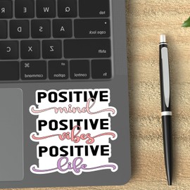 (3PCS) Positive Mind Positive Vibes Positive Life Stickers. Inspirational Quotes Sticker, Perfect for Decorating laptops, Water Bottles, Water, Phones, Tumblers, Size 3 x 3 Inch