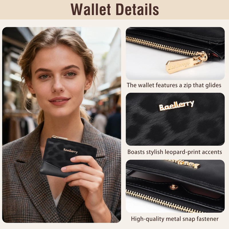Lapensa Small wallet for Women RFID Blocking Bifold Zipper Pocket