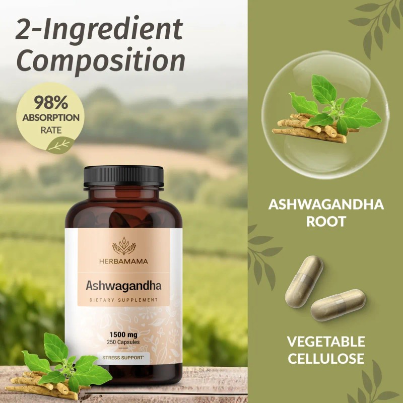Herbamama Cápsulas De Ashwagandha 1500mg Para Relajación