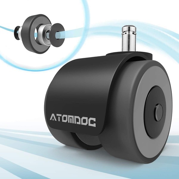 Office Chair Caster Wheels by ATOMDOC, 2" Newly Revolutionary Quadruple