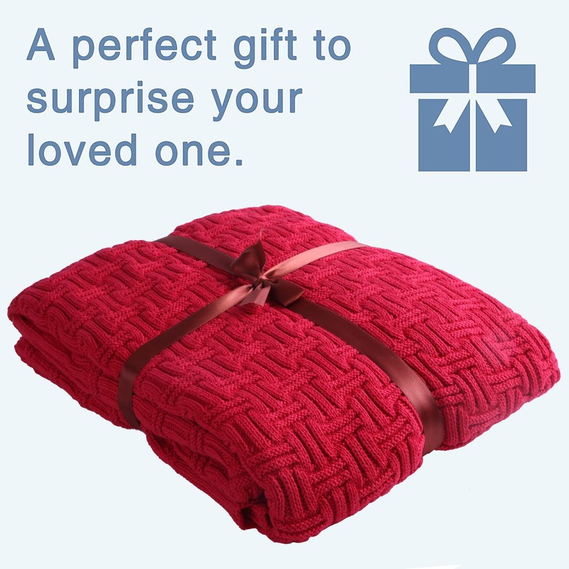 Knit Cotton Throw Blanket Cable Throw 50 x 70 Inch