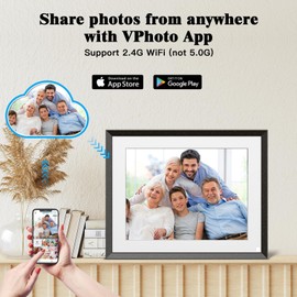 Wi-Fi Digital Picture Frame Wall-Mounted - 9.7" Smart Digital Photo Frame with IPS Touch Screen, 32GB Memory, Share Photo Video via App Email, Unlimited Cloud Storage, Gift for Girlfriend Boyfriend