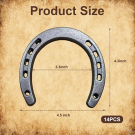 Aiofaervy 14 Pieces Cast Iron Horseshoe Wall Decor,Silver Vintage Metal Horseshoes Décor for Western Rustic Farmhouse Crafts,Wedding, Good Luck Party Favor Decoration