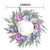 LSKYTOP Artificial Lavender Wreath 15" with Daisy Flower and Butterfly