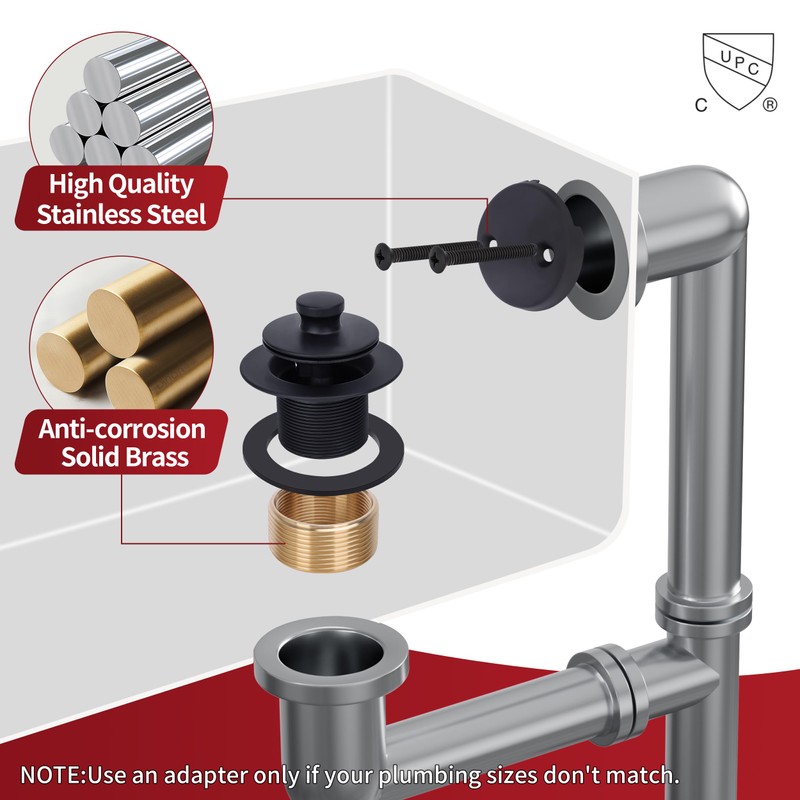 PRIMSOPH Lift Turn Tub Drain Trim Kit with Two Hole