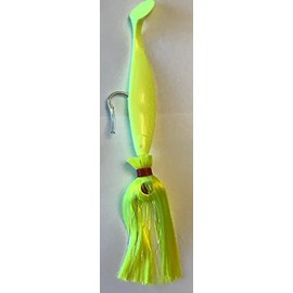 Blue Water Candy - Rock Fish Candy 16 oz Cannonball Mojo Lure Loaded with 9-Inch Swimbait Shad Body (Chartreuse)