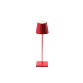 Zafferano, Poldina Pro Lamp, Rechargeable Cordless Table Lamp with Touch Controls, Suitable for Indoor and Outdoor, Dimmer, 2200-3000 K, Height 14.9 Inches, Ruby Red Color