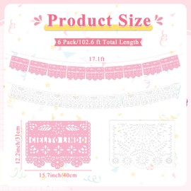 6 Pcs Papel Picado Mexican Cielito Lindo Party Decoration
