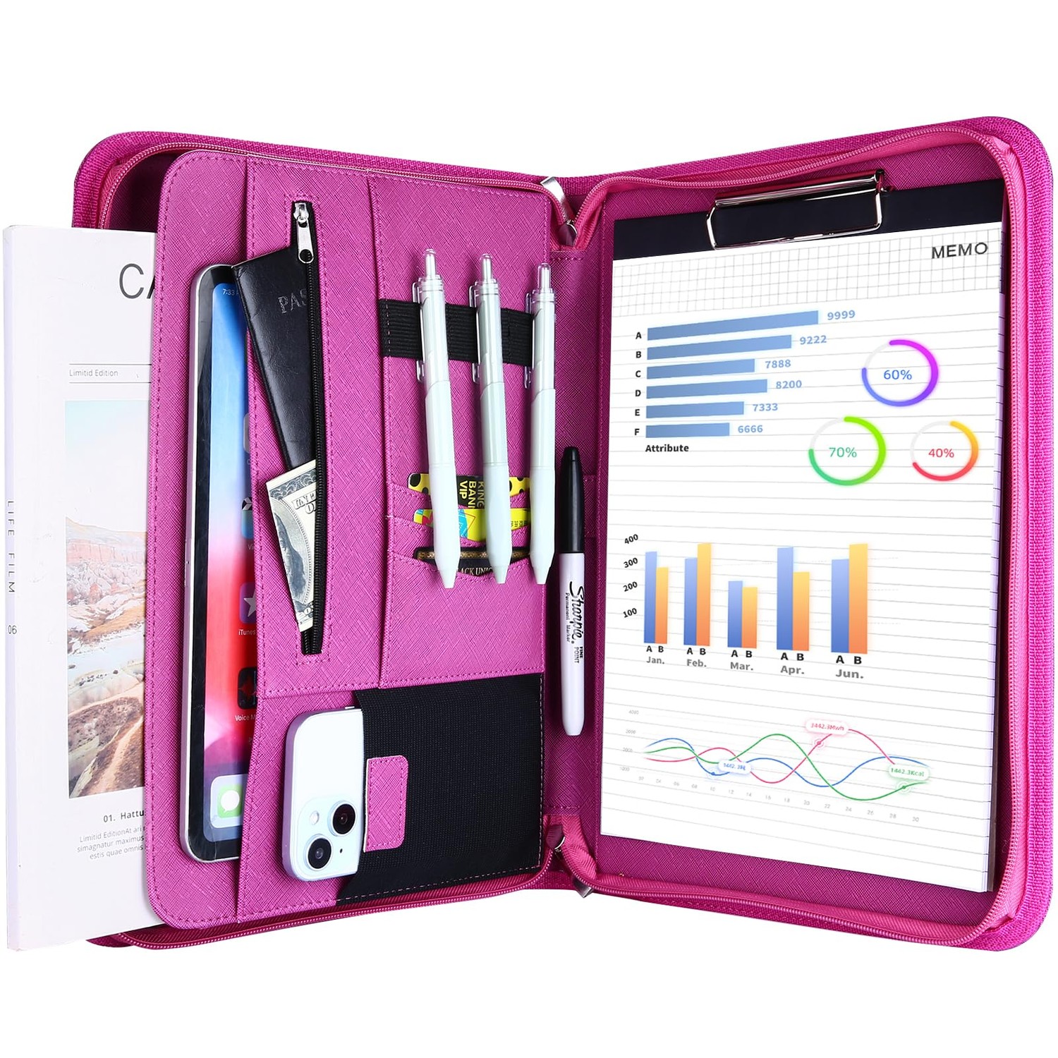 ProCase Portfolio Business Padfolio Folder with Zipper, Conference ...