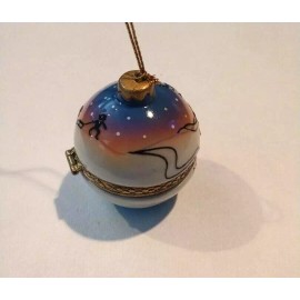 Porcelain Sled Winter Night Trinket Box Ornament