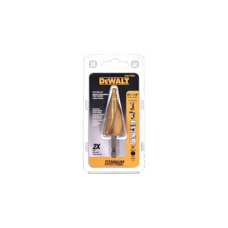DEWALT Step Drill Bit Set, 7/8-Inch to 1-1/8-Inch (DWA1789IR)