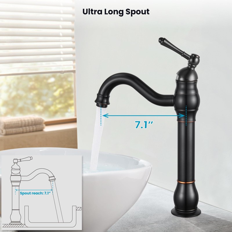gotonovo Single Handle Vessel Sink Faucet 360° Swivel Bathroom Faucet