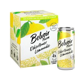 Belvoir Farms Sparkling Elderflower Flavored Lemonade | Delicious On It's Own Or As A Mixer | Product of The UK | 4 Cans, 8.4 fl oz (250mL)