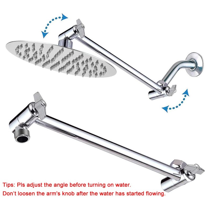 NearMoon Rain Shower Head with 11'' Adjustable Arm, High Pressure