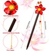 6 Pieces Vintage Handmade Wooden Hairpins - Traditional Flower Hair