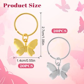Mabor 40Pcs Hair Cuffs for Braids Gold & Silver Butterfly Hair Jewelry for Braid Accessories Loc Jewelry Rings Clips Metal Dreadlock Braid Charms for Women