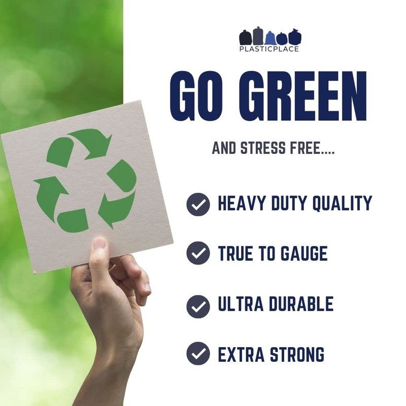 Plasticplace 65 Gallon Recycling Trash Bags │1.5 Mil │ Blue