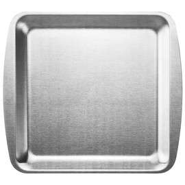 Wagensteiger SUS304 Stainless Steel Serving Platters, Rectangle Metal Dinner Plates with Handles, Decorative Tray, Cheese Board, Compact Size for Appetizer or Side Dishes (9.25 x 8.27 inches)