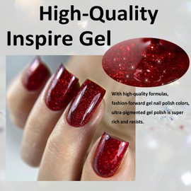 NovaCharm Dark Red Nail Polish - Red Glitter Nail Polish - Chunky Bright Red Nail Polish - High Glossy Sparkly Nail Polish Fast Drying Nail Polish for Women Girls DIY at Home