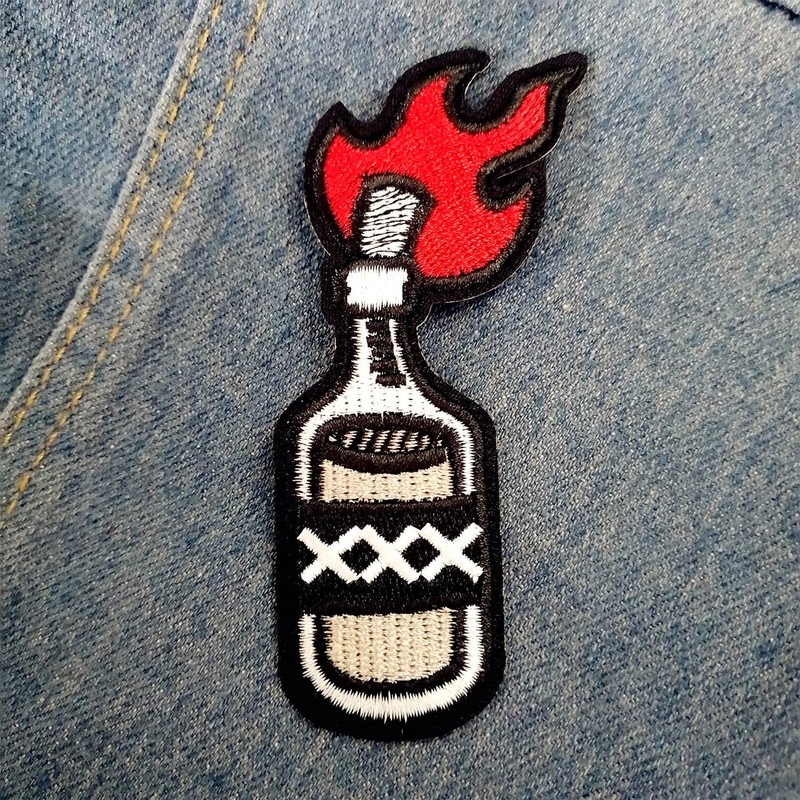 CHBROS Fire Bottle Embroidered Patch Iron on Patches for Clothing