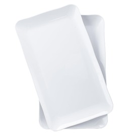 MIYOPESI 17-Inch Melamine Tray (Set of 2) - Unbreakable and Reusable Plastic Platters with Ceramic Feel, Stackable and Dishwasher-Safe - Versatile for All Meals
