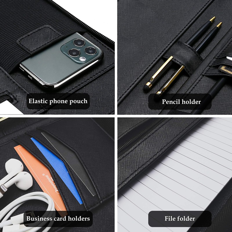 ProCase Portfolio Business Padfolio Folder with Zipper, Conference Meeting Executive