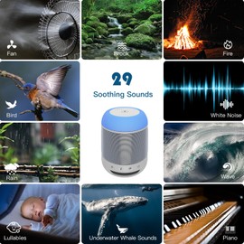 White Noise Machine for Baby Sleeping with Night Light，Baby Sound Machine– 29 Soothing Sounds，Rechargeable White Noise Machine for Baby Kids Adults Sleep, Portable Lullaby Machine Baby Soother-Beige