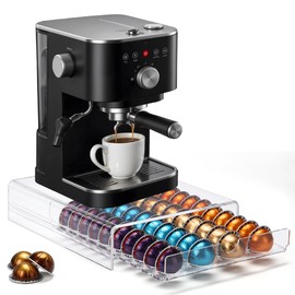 ZhiYo-Life Clear Coffee Pod Organizer for Nespresso Vertuo, Double Sided Pull Out Holder Stores 40 Capsules, Acrylic Coffee Station Storage for Kitchen Countertop