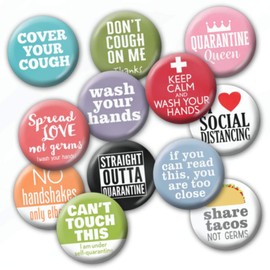 Cold and Virus Awareness Buttons - 24-Pack 1.5 Inch Pins - Wash Your Hands, Cover Cough 1.5 Inch Small - Anti Germ School Doctor Office Nurse - Design 7032