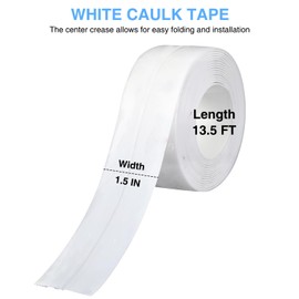 White Caulking Tape for Toilet and Bathtub Self Adhesive, 1.5" x13.5Ft Sealant Caulk Strip Sealing Tape for Bathroom Peel and Stick Floor Shower Wall Tile and Kitchen Edge Protector