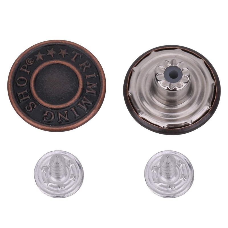 Trimming Shop 17mm Brass Jeans Button, Durable Tack Fastener Buttons