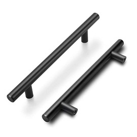 Goldenwarm Furniture Handles, Black, 128 mm, Stainless Steel Tube, for Cabinets, Drawers, Kitchen and Bathroom Furniture, Diameter: 12 mm, Pack of 10