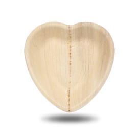 ECO Leaf | 16cm Heart Shape 25 Pack | Disposable Palm Leaf Tray | Compostable | Eco Friendly | Biodegradable | Picnic, Wedding Party Dinnerware | Sturdy Wooden Bamboo |