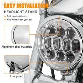 SKTYANTS 5 3/4" 5.75 Inch Led Headlight Housing bucket Trim Ring for Motorcycle (Chrome)