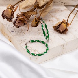 Tuscany Silver Sterling Silver Rhodium Plated or Gold Plated 31mm Enamel Large Twist Hoop Earrings, Silver