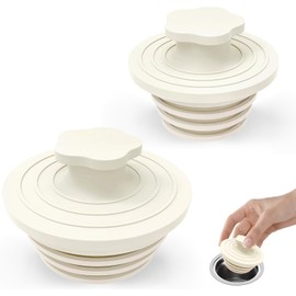 Tapones de desagüe para bañera – 2 Tapones universales de Silicona para Ducha y Fregadero, baño y desagüe de Ducha, fácil instalación (Beige)