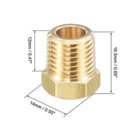 sourcing map Brass Pipe Fitting Reducer Adapter 1/4" BSPT Male x 1/8" NPT Female for Water Oil Air Pressure Gauge Temp Sensor, 2pcs