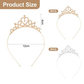 4 Pieces Princess Crown, Children'S Metal Headband, Classic Fashion, Ele Rhinestone Hair Accessories For Girls, Clothing Dressing Accessories.
