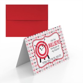 Amanda Creation I Hit The Bullseye Having You As My Teacher Target Teacher Appreciation Blank Folded Cards Single (1) Greeting Card For Teacher, 4"x 6" (when folded)