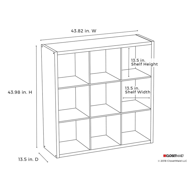 ClosetMaid 4590 Decorative Open Back 9-Cube Storage Organizer, Graphite Gray