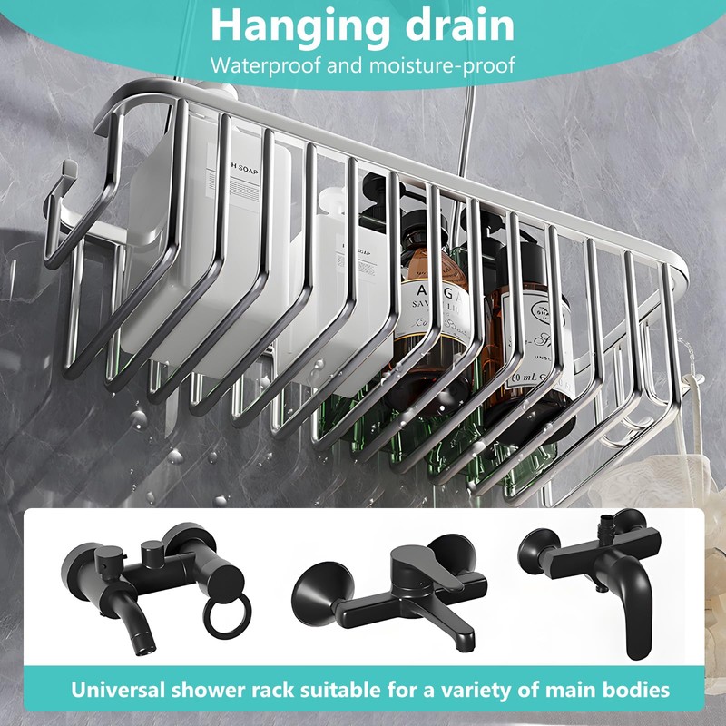 PZJFH Shower Caddy, Hook Design Shower Shelf，Strong Load-Bearing Capacity Shower，Bathroom